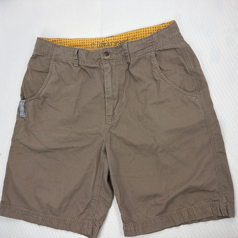 Life Is Good Chino Shorts Men 34 Brown Drawstrings Casual Outdoor Hike Camp Gorp